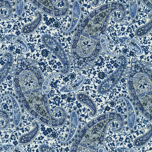 Robert Kaufman Fabrics Sevenberry Japan Paisley Prints Blue
